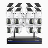 WBS400 - 4MP 8 Channel 8 Battery Cameras Outdoor Wireless NVR Security System, 2.4G & 5.8G Dual-Band WiFi, Motion Detection, Two-Way Audio, Battery & Solar Powered, 270° Pan & 90° Tilt, Cloud & Max. 256 GB Local Storage, Works with Alexa