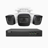 EL200 - 1080p 4 Channel Outdoor Wired Security CCTV System with 3 Cameras, 3.6 MM Lens, Smart DVR with Human & Vehicle Detection, 66 ft Infrared Night Vision, 4-in-1 Output Signal, IP67