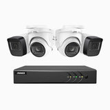 EL200 - 1080p 4 Channel Outdoor Wired Security CCTV System with 2 Bullet & 2 Turret Cameras, 3.6 MM Lens, Smart DVR with Human & Vehicle Detection, 66 ft Infrared Night Vision, 4-in-1 Output Signal, IP67