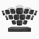 EL200 - 1080p 16 Channel Outdoor Wired Security CCTV System with 16 Cameras, 3.6 MM Lens, Smart DVR with Human & Vehicle Detection, 66 ft Infrared Night Vision, 4-in-1 Output Signal, IP67