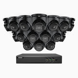 EL200 - 1080p 16 Channel Outdoor Wired Security CCTV System with 16 Cameras, 3.6 MM Lens, Smart DVR with Human & Vehicle Detection, 66 ft Infrared Night Vision, 4-in-1 Output Signal, IP67