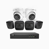 EL200 - 1080p 8 Channel Outdoor Wired Security CCTV System with 4 Bullet & 2 Turret Cameras, 3.6 MM Lens, Smart DVR with Human & Vehicle Detection, 66 ft Infrared Night Vision, 4-in-1 Output Signal, IP67