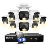 ANNKE 3K Security Camera System with Audio/Microphone, 8 Channel Analgo Surveillance DVR Recorder with Human/Vehicle Detection, 8X 5MP CCTV Cameras with Dual Light, Color Night Vision, 2TB Hard Drive