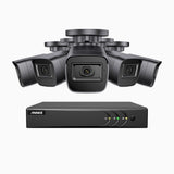 EL200 - 1080p 8 Channel Outdoor Wired Security CCTV System with 5 Cameras, 3.6 MM Lens, Smart DVR with Human & Vehicle Detection, 66 ft Infrared Night Vision, 4-in-1 Output Signal, IP67