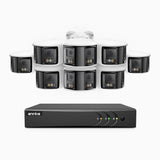 ACDK500 - 3K 8 Channel 8 Dual-Lens Cameras Wired Security System, 180° Panoramic View, Smart Dual Light Night Vision, Built-in Microphone, IP67