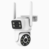 WCD400 - 4MP Wireless Outdoor Dual-Lens WiFi Security Camera, 2.4G/5G Dual-Band WiFi, 350° Pan & 90° Tilt, Dual-Light Night Vision, Motion Detection, Two-Way Audio,  Cloud & Max. 256 GB Local Storage, Works with Alexa