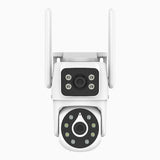 WCD400 - 4MP Wireless Outdoor Dual-Lens WiFi Security Camera, 2.4G/5G Dual-Band WiFi, 350° Pan & 90° Tilt, Dual-Light Night Vision, Motion Detection, Two-Way Audio,  Cloud & Max. 256 GB Local Storage, Works with Alexa