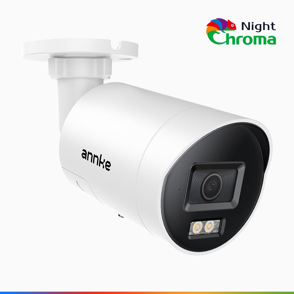 NightChroma<sup>TM</sup> NCBR800 - 4K Outdoor PoE Security Camera, Red Blue Flashing Lights & Siren, 3840*2160@25 fps, Acme Color & IR Night Vision, Human & Vehicle Detection, Two-Way Audio, IP67 Weatherproof