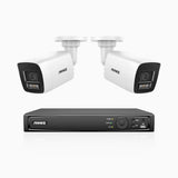 H800 - 4K 4 Channel 2 Cameras PoE Security System, Human & Vehicle Detection, Color & IR Night Vision, Built-in Mic, RTSP Supported