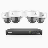 AZH800 - 4K 4 Channel 4 Cameras PoE Security System, 4X Optical Zoom, 2.8 - 12 MM Motorized Varifocal Lens, Smart Dual Light Night Vision, Motion Detection 2.0, Built-in Microphone, Siren & Strobe Alarm, Upgraded Version