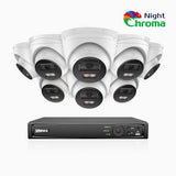 NightChroma<sup>TM</sup> NCK500 - 3K 16 Channel 8 Cameras PoE Security System, Acme Color Night Vision, f/1.0 Super Aperture, Active Alignment, Built-in Microphone, IP67