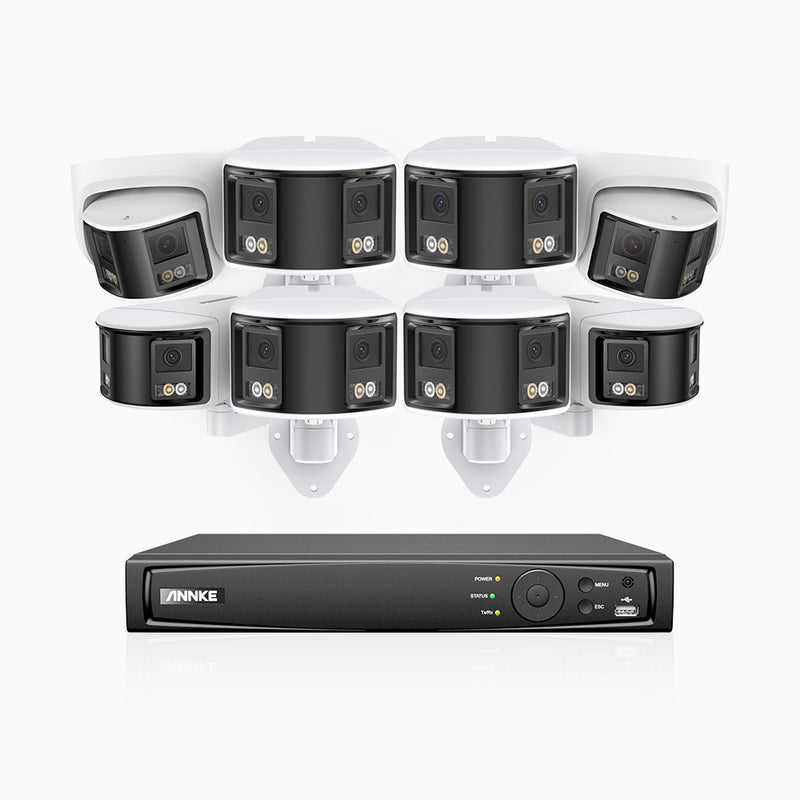 FDH600 - 16 Channel PoE Security System with 6 Bullet & 2 Turret Dual Lens Cameras, 6MP Resolution, 180° Ultra Wide Angle, f/1.2 Super Aperture, Built-in Microphone, Active Siren & Alarm, Human & Vehicle Detection, 2-Way Audio