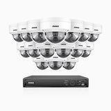 H1200 - 4K 12MP 16 Channel 16 Cameras PoE Security System, Color & IR Night Vision, Human & Vehicle Detection, H.265+, Built-in Microphone, Max. 512 GB Local Storage, IP67