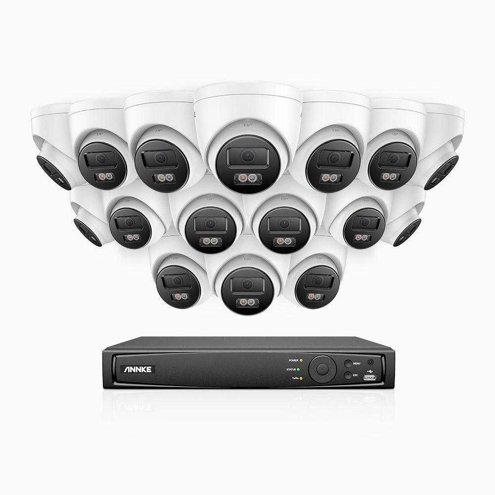 H800 - 4K 16 Channel 16 Cameras PoE Security System, Built-in Microphone, Human & Vehicle Detection, Color & IR Night Vision, RTSP Supported