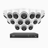 H1200 - 4K 12MP 16 Channel 16 Cameras PoE Security System, Color & IR Night Vision, Human & Vehicle Detection, H.265+, Built-in Microphone, Max. 512 GB Local Storage, IP67