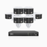 FDH600 - 8 Channel PoE Security System with 6 Dual Lens Cameras, 6MP Resolution, 180° Ultra Wide Angle, f/1.2 Super Aperture, Built-in Microphone, Active Siren & Alarm, Human & Vehicle Detection