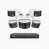 FDH600 - 8 Channel PoE Security System with 2 Bullet & 3 Turret Dual Lens Cameras, 6MP Resolution, 180° Ultra Wide Angle, f/1.2 Super Aperture, Built-in Microphone, Active Siren & Alarm, Human & Vehicle Detection