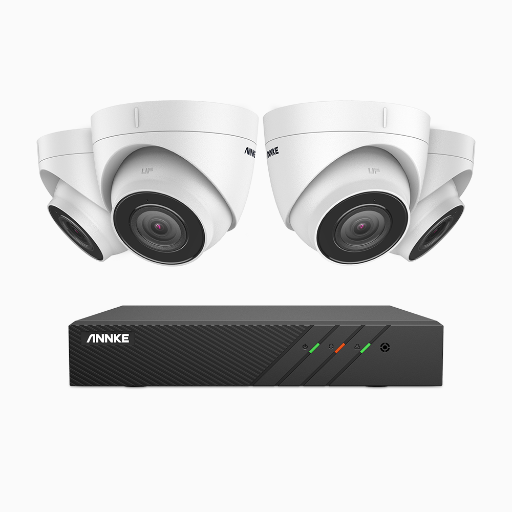 H500 - 3K Super HD 8 Channel 4 Cameras PoE Security System, EXIR 2.0 Night Vision, Built-in Microphone & SD Card Slot,IP67 Waterproof, RTSP Supported, Works with Alexa