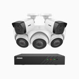 H500 - 3K 8 Channel PoE Security System with 2 Bullet & 3 Turret Cameras, EXIR 2.0 Night Vision, Built-in Mic & SD Card Slot, RTSP Supported, Works with Alexa ,IP67 Waterproof, RTSP Supported