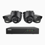 AH500 - 3K 8 Channel PoE Security System with 2 Bullet & 2 Turret Cameras, Color & IR Night Vision, 3072*1728 Resolution, f/1.6 Aperture (0.005 Lux), Human & Vehicle Detection, Built-in Microphone,IP67