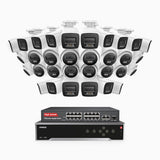 H1200 - 4K 12MP 32 Channel PoE Security System with 16 Bullet & 16 Turret Cameras, Color & IR Night Vision, Human & Vehicle Detection, H.265+, Built-in Microphone, Max. 512 GB Local Storage, IP67