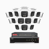 H800 - 4K 32 Channel 16 Cameras PoE Security System, Human & Vehicle Detection, Color & IR Night Vision, Built-in Mic, RTSP Supported, 16-Port PoE Switch Included