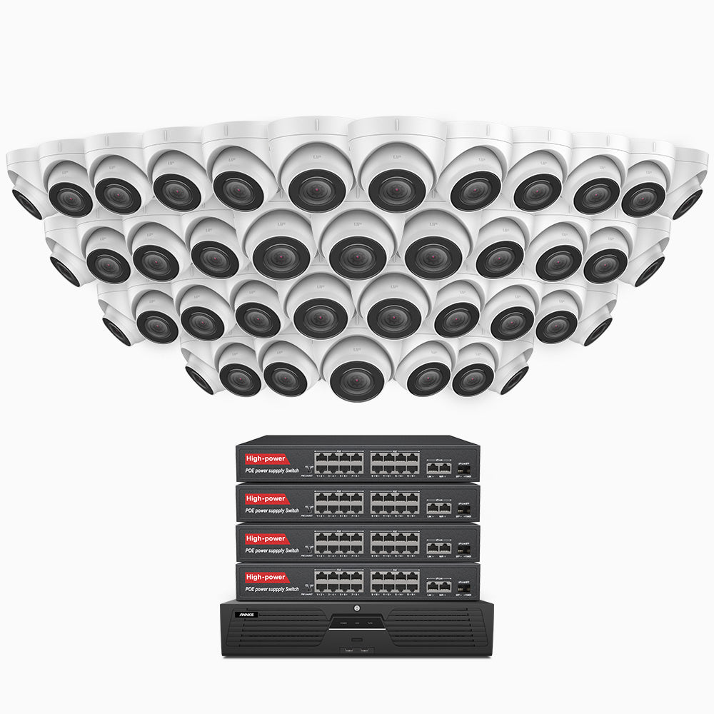 H500 - 3K 64 Channel 40 Cameras PoE Security System, EXIR 2.0 Night Vision, Built-in Mic & SD Card Slot, Works with Alexa, 16-Port PoE Switch Included ,IP67 Waterproof, RTSP Supported