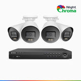 NightChroma<sup>TM</sup> NCK800 – 4K 8 Channel 4 Cameras PoE Security System, Acme Color Night Vision, 3840 × 2160 @ 30fps, Human & Vehicle Detection, Siren & Strobe Alarm, Two-Way Audio, All-Metal Housing