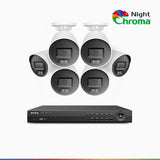 NightChroma<sup>TM</sup> NCK800 – 4K 8 Channel 6 Cameras PoE Security System, Acme Color Night Vision, 3840 × 2160 @ 30fps, Human & Vehicle Detection, Siren & Strobe Alarm, Two-Way Audio, All-Metal Housing