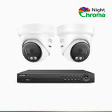 NightChroma<sup>TM</sup> NCK800 – 4K 8 Channel 2 Cameras PoE Security System, Acme Color Night Vision, 3840 × 2160 @ 30fps, Human & Vehicle Detection, Siren & Strobe Alarm, Two-Way Audio, All-Metal Housing