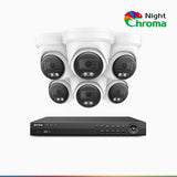 NightChroma<sup>TM</sup> NCK800 – 4K 8 Channel 6 Cameras PoE Security System, Acme Color Night Vision, 3840 × 2160 @ 30fps, Human & Vehicle Detection, Siren & Strobe Alarm, Two-Way Audio, All-Metal Housing