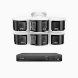 FDH800 - 8 Channel PoE Security System with 6 8MP UHD Dual Lens Cameras, 180° Panoramic View, Smart Dual Light Night Vision, Two-Way Audio, Active Siren & Alarm, Human & Vehicle Detection, IP67