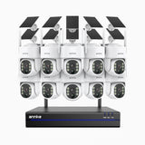 WBS400 - 4MP 16 Channel 10 Battery Cameras Outdoor Wireless NVR Security System, 2.4G & 5.8G Dual-Band WiFi, Motion Detection, Two-Way Audio, Battery & Solar Powered, 270° Pan & 90° Tilt, loud & Max. 256 GB Local Storage, Works with Alexa