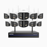 WSCD400P - 4MP 16 Channel 10 Dual-Lens Cameras Wireless NVR Security System, 170° Ultra-wide Angle, 2.4G/5G Dual-Band WiFi, Full Color Night Vision, Two-Way Audio, Cloud & Max. 256 GB Local Storage, Works with Alexa