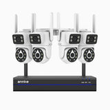WCDS400 - 4MP 8 Channel 4 Dual-Lens WiFi Cameras Outdoor Wireless NVR Security System, 2.4G/5G Dual-Band WiFi, 350° Pan & 90° Tilt, Dual-Light Night Vision, Motion Detection, Two-Way Audio, Works with Alexa