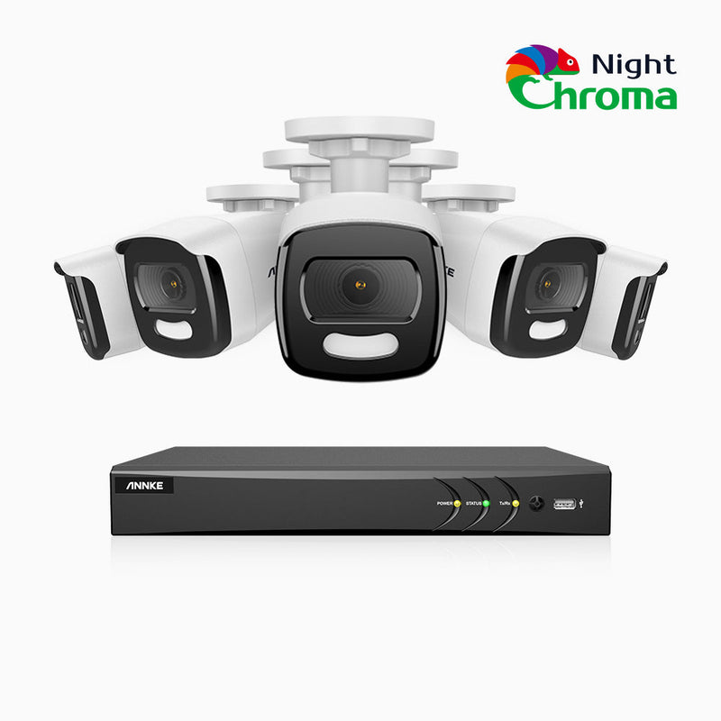 NightChroma<sup>TM</sup> NAK500 - 5MP 8 Channel 5 Camera Wired Security System, Acme Color Night Vision, f/1.0 Super Aperture, 0.0005 Lux