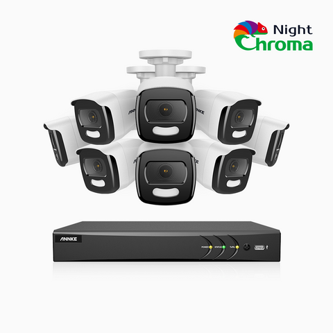 NightChroma<sup>TM</sup> NAK500 - 5MP 8 Channel 8 Camera Wired Security System, Acme Color Night Vision, f/1.0 Super Aperture, 0.0005 Lux