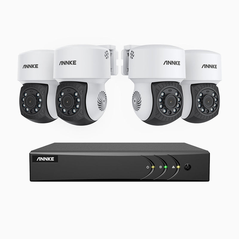 APTK200 - 1080p 4 Channel 4 Cameras Outdoor Wired Security CCTV System, 350° Pan & 90° Tilt, 100 ft IR Night Vision, IP65 Weatherproof