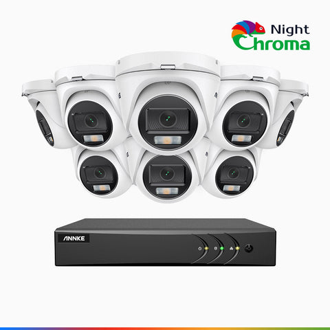 NightChroma<sup>TM</sup> NAK200 - 1080P 16 Channel 8 Camera Wired CCTV System, Acme Color Night Vision, f/1.0 Super Aperture, 0.001 Lux, 121° FoV, Active Alignment