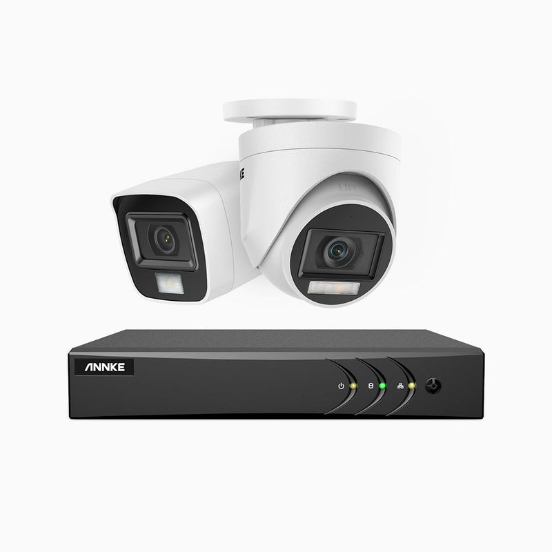 ADLK500 - 3K 8 Channel Wired Security System with 1 Bullet & 1 Turret Cameras, Color & IR Night Vision, 3072*1728 Resolution, f/1.2 Super Aperture, 4-in-1 Output Signal, Built-in Microphone, IP67