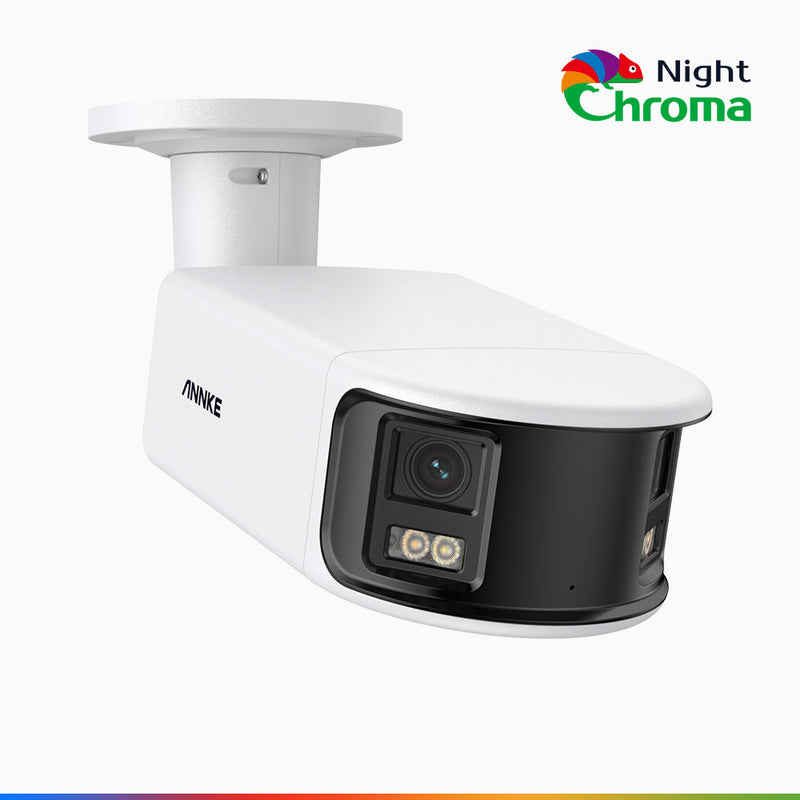 NightChroma<sup>TM</sup> NCD800 - 4K Outdoor Panoramic PoE Dual Lens Security Camera, f/1.0 Super Aperture (0.0005 Lux), Acme Color Night Vision, Active Siren and Strobe, Human & Vehicle Detection, Intelligent Behavior Analysis, Two-Way Audio