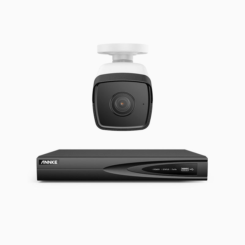 H500 - 5MP 4 Channel 1 Camera PoE Security System, EXIR 2.0 Night Vision, Built-in Mic & SD Card Slot, RTSP & ONVIF Supported, IP67