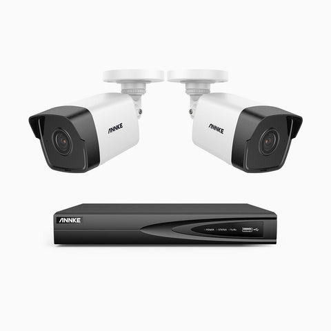 H500 - 5MP 4 Channel 2 Cameras PoE Security System, EXIR 2.0 Night Vision, Built-in Mic & SD Card Slot, RTSP & ONVIF Supported, IP67
