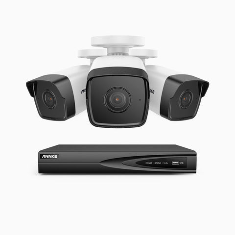 H500 - 5MP 4 Channel 3 Cameras PoE Security System, EXIR 2.0 Night Vision, Built-in Mic & SD Card Slot, RTSP & ONVIF Supported, IP67