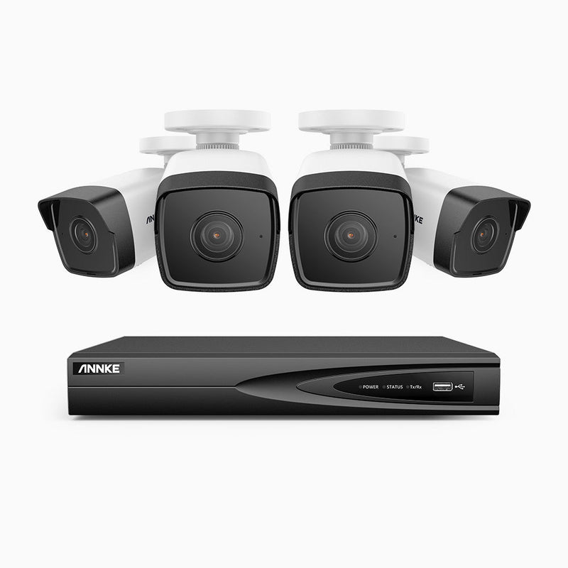 H500 - 5MP 4 Channel 4 Cameras PoE Security System, EXIR 2.0 Night Vision, Built-in Mic & SD Card Slot, RTSP & ONVIF Supported, IP67