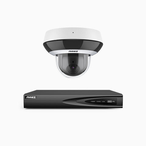 HCZ400 - 4 Channel 1 Camera PTZ PoE Security System, 4MP Super HD, 4X Optical Zoom, IK10 & IP67, 2.8-12 mm Lens, Intelligent Behavior Analysis, Color Night Vision & Anti-Fog