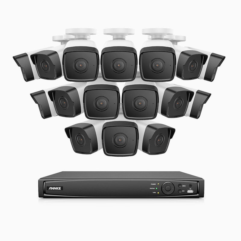 H500 - 5MP 16 Channel 16 Cameras PoE Security System, EXIR 2.0 Night Vision, Built-in Mic & SD Card Slot, IP67, Works with Alexa