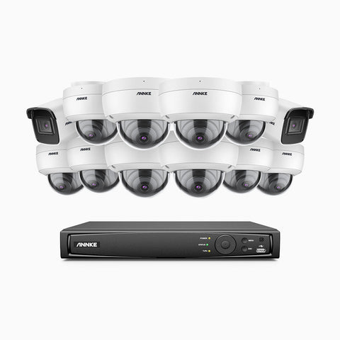 H800 - 4K 16 Channel PoE Security System with 2 Bullet & 10 Dome (IK10) Cameras, Vandal-Resistant, Human & Vehicle Detection, EXIR 2.0 Night Vision, Built-in Mic, RTSP Supported