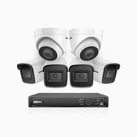 H800 - 4K 16 Channel PoE Security System with 4 Bullet & 2 Turret Cameras, Human & Vehicle Detection, EXIR 2.0 Night Vision, Built-in Mic, RTSP Supported