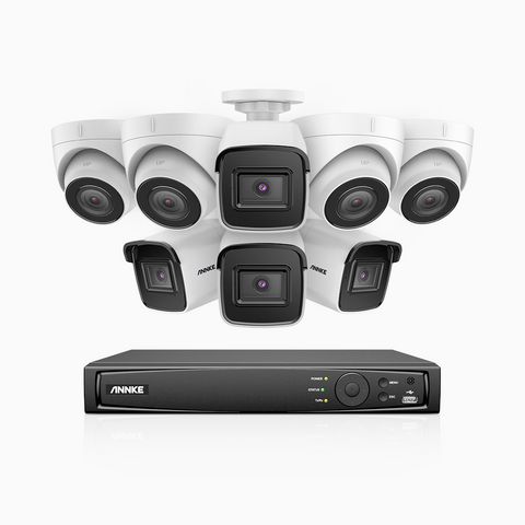 H800 - 4K 16 Channel PoE Security System with 4 Bullet & 4 Turret Cameras, Human & Vehicle Detection, EXIR 2.0 Night Vision, Built-in Mic, RTSP Supported
